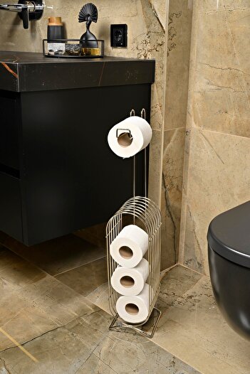 Edora Home Silver Yedekli Oval Köşeli Dik Wc Tuvalet Kağıtlık /Düzenleyici / Dispenser / Metal /Paslanmaz/Askı