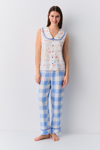 SUWEN Set de pijamale masculine Nicole cu bretele