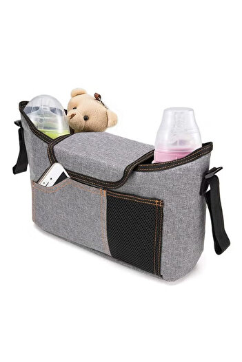 Yelajoy Baby Stroller Shoulder Bag, Large Capacity, 2 drink holders and 3 pockets, for Diaper Storage