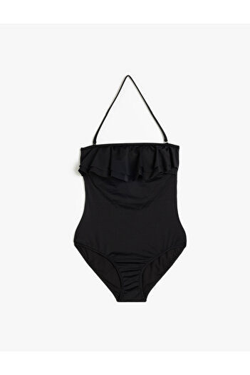 Koton Ruffled Strapless Swimsuit with Detachable Strap Detail