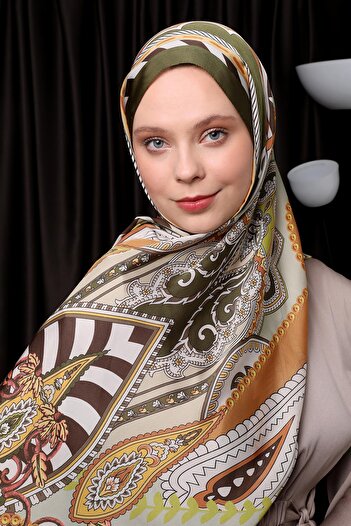 Levidor Khaki Striped Indian Silk Shawl