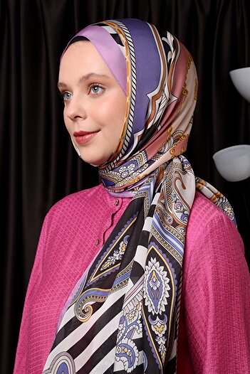 Levidor Lilac Striped Indian Silk Shawl