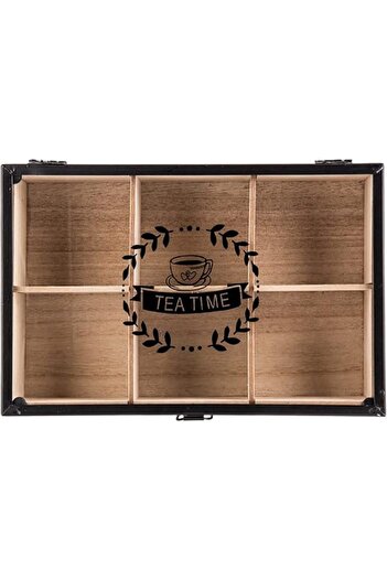 AKDC Wooden Snack Box Comp. 16Cm X 24Cm X 7Cm Cream And Black