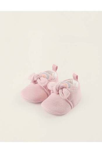 Ziddy Fabric Shoes for Newborn Girls 'Rainbow', Pink