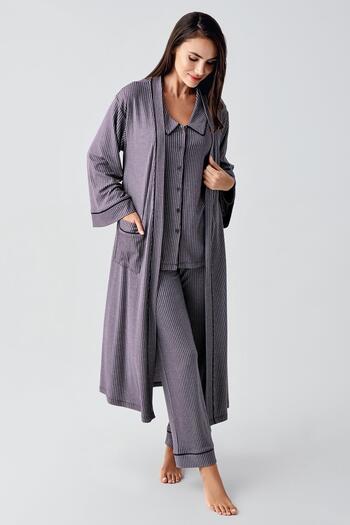 Artış Baby Lapel Buttoned Long Sleeve Maternity Dressing Gown Sleepwear Suit 23111