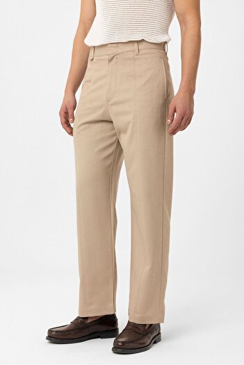 Antioch Beige Straight Fit Men's Trousers