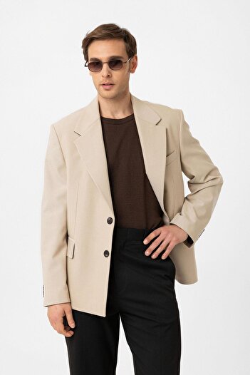 Antioch Bej Relax Fit Erkek Blazer Ceket