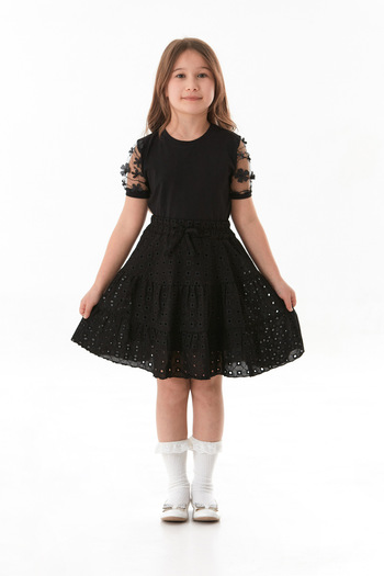 Fulla Moda April 23 Girl's Skirt with Eyelet Detail