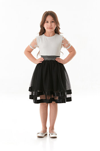 Fulla Moda Girl's T-Shirt with Lace Sleeves