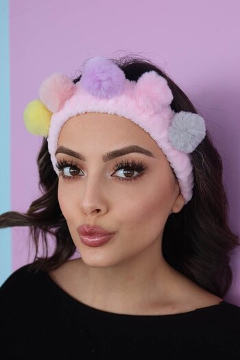 TAKIŞTIR Pink Color Pompom Detailed Plush Hair Band