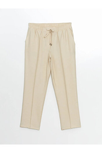 LC Waikiki LCW Modest Bej Beli Lastikli Kadın Pantolon