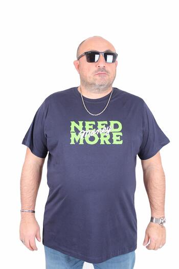 MocGrande Ανδρικό μπλουζάκι με λαιμόκοψη σε μεγάλο μέγεθος Need More 25139 NAVY