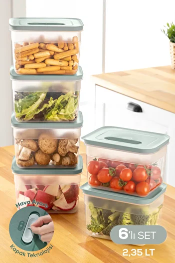Vienev Adjustable 6X2.35 Lt Vegetable and Fruit Storage Container with Air Duct