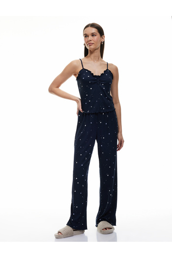 Koton Normal Waist Comfortable Fit Star Patterned Corduroy Pajama Bottoms