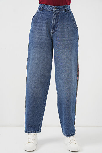 Bigdart Γυναικείο φαρδύ τζιν παντελόνι 6700 - Navy Blue