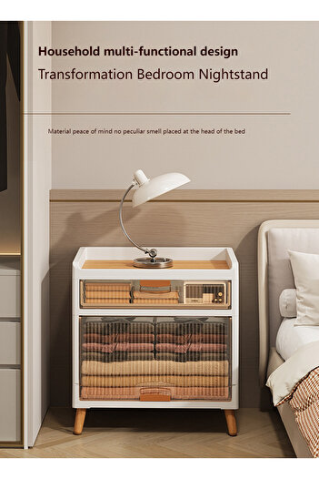 sharpdo Multifunctional Folding Storage Cabinet with Large Capacity Wooden Cover Drawers 58*35*93.5CM