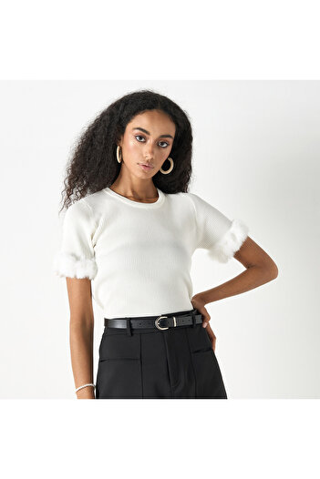 2Xtremz T-shirt With Faux Fur Detail