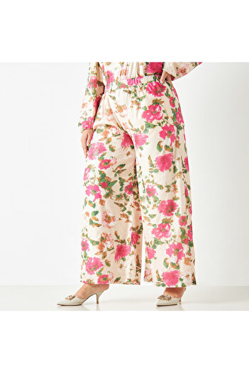 2Xtremz All-over Floral Print Palazzo Pants With Elasticised Waistband And Pockets