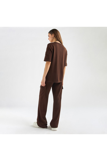 FAV Crew Neck Pocket Detail T-shirt And Cargo Pants Set