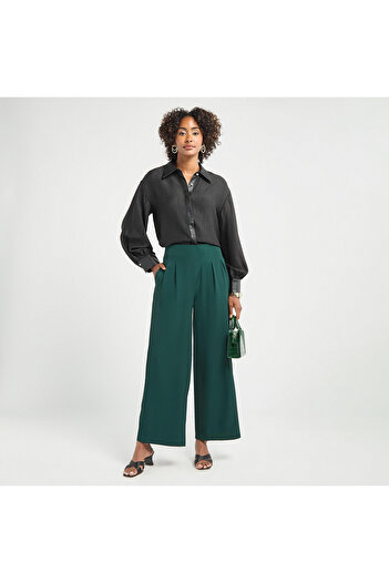 FAV Solid Wide Leg Pants With Pockets