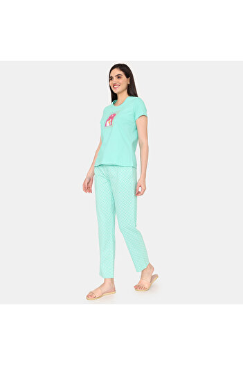 Zivame Printed T-shirt And Pyjama Set