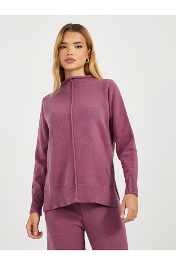 Styli Solid Crew Neck Knit Sweater & Wide Leg Pants Co-Ord Set