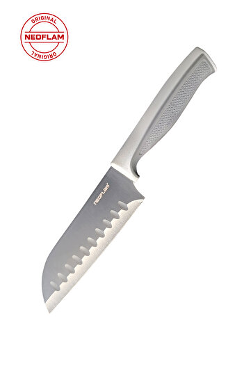NEOFLAM Fika Microban Santoku Bıçak 13 Cm, Gri