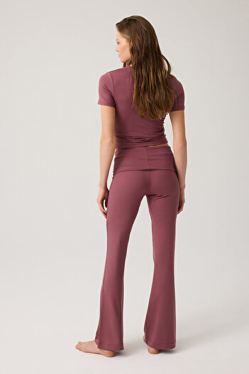 Los Ojos Claret Red Melody Flared Jersey Παντελόνι - Ισπανικό Πόδι