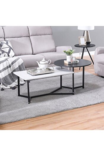 Danube Home طاولة قهوة ديفيد الطول 60x العرض 125x الارتفاع 50 سم - أبيض/أسود