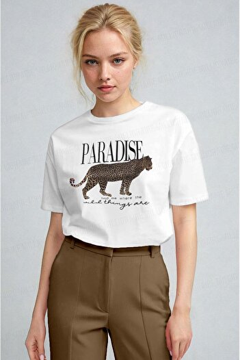 Millionaire Women's White Leopard T-Shirt - Relax Fit on Casual Studio