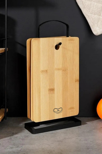 Kitchen Life Bamboo Cutting Board Set 4L with Countertop Stand / Most Function Vegetable Meat Bread Board