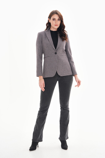 nisya Women's Checkered Thick Blazer Jacket