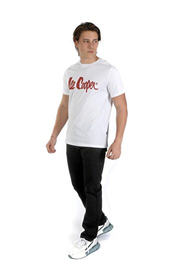 Lee Cooper Londonlogo Ανδρικό μπλουζάκι με λαιμόκοψη 100% βαμβακερό λευκό-k