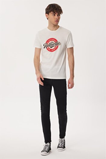 Lee Cooper Ανδρικό μπλουζάκι Authen 100% βαμβακερό O λαιμό λευκό