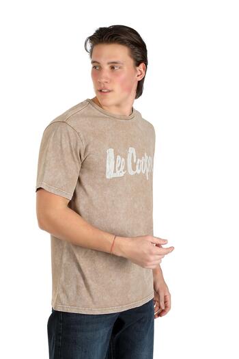 Lee Cooper Νέο ανδρικό μπλουζάκι με σχέδιο 100% βαμβακερό O λαιμό καφέ