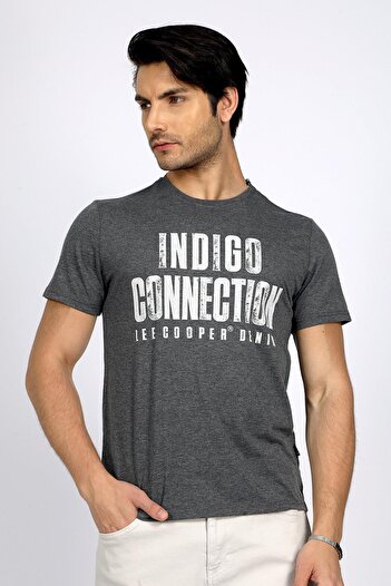 Lee Cooper Ανδρικό μπλουζάκι Kaeith 100% βαμβακερό O λαιμό Anthracite Melange
