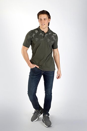 Lee Cooper Ανδρικό μπλουζάκι Sace 100% βαμβακερό πικέ πόλο με γιακά Χακί
