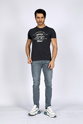 Lee Cooper Ανδρικό μπλουζάκι με λαιμόκοψη 100% βαμβακερό ανθρακί