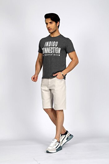 Lee Cooper Ανδρικό μπλουζάκι Kaeith 100% βαμβακερό O λαιμό Anthracite Melange