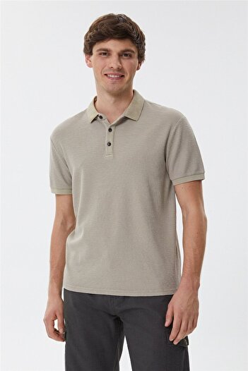 Lee Cooper Ανδρικό μπλουζάκι Tylen 100% βαμβακερό γιακά πόλο σκούρο μπεζ