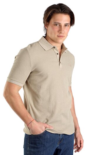 Lee Cooper Ανδρικό μπλουζάκι Tylen 100% βαμβακερό γιακά πόλο σκούρο μπεζ