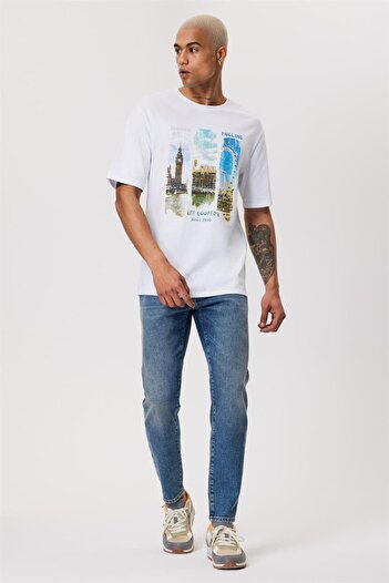 Lee Cooper Ανδρικό μπλουζάκι Soho 100% βαμβακερό λαιμόκοψη λευκό