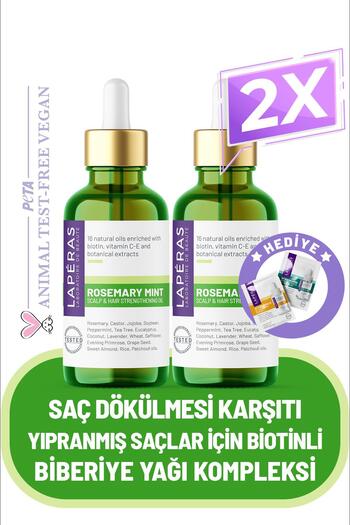 LAPERAS Natural Rosemary Oil Complex Damaged Falling Hair Fast Hair Growth Biotin Hair Care 2 Pack