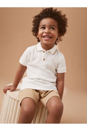 Next Baby Cotton Cream Short Sleeve Polo Thsirt Shorts Bottom Top Set