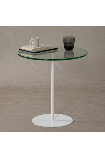 Generic Metal and glass side table 35x55 cm - white