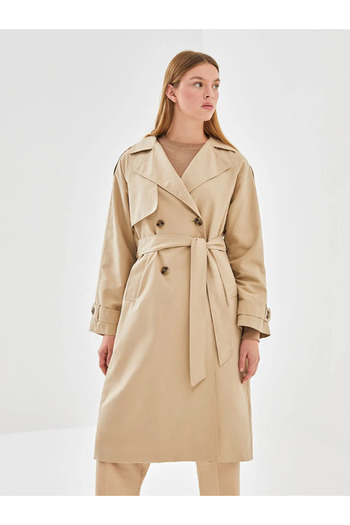 LC Waikiki Lcw Vision Beige Jacket Collar Women's Trench Coat