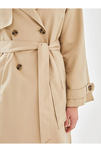 LC Waikiki Lcw Vision Beige Jacket Collar Women's Trench Coat