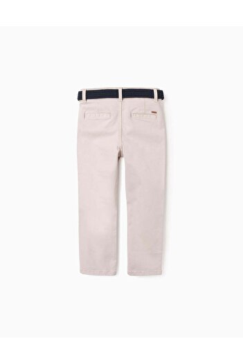 Ziddy Slim Chino Twill Trousers with Belt for Boys, Beige