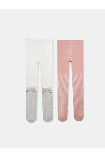 LC Waikiki Lcw Baby Printed Baby Girl Pantyhose 2-Piece (W4)