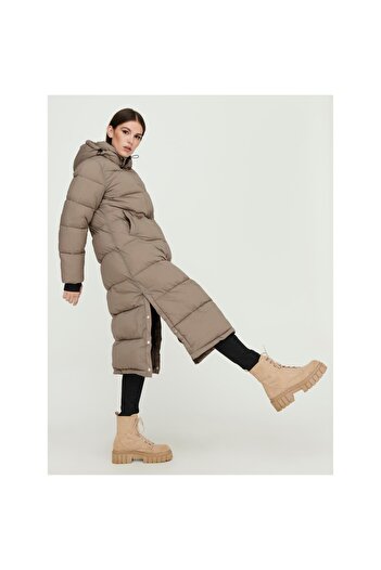 ONLY Ann Premium Puffer X-long Otw Women's Brown Hooded Coat